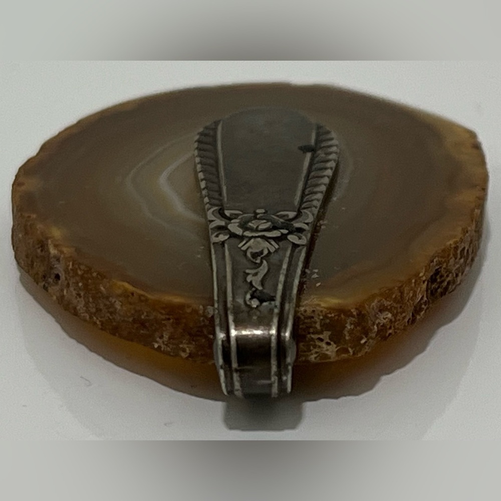 Vintage sliced brown agate pendant